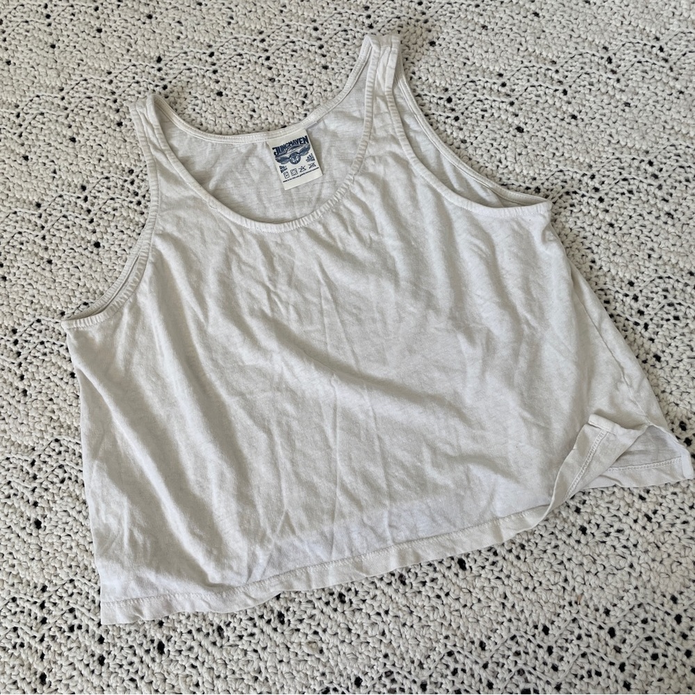 Jungmaven Cropped Hemp Tank Washed White (Small)